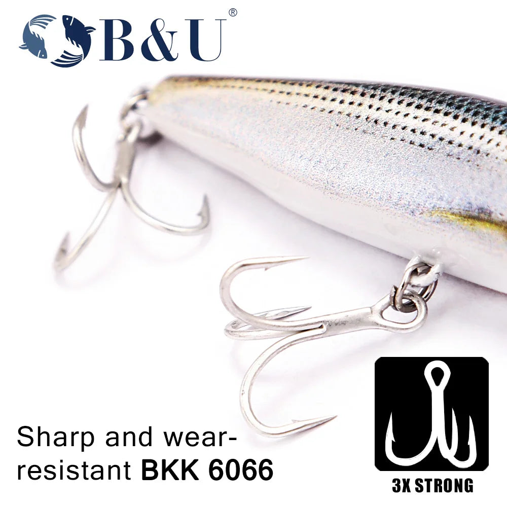 B&U Sinking Saltwater Minnow Lure | Sea Bass & Pike Hard Bait Sinking Minnow Lure P3