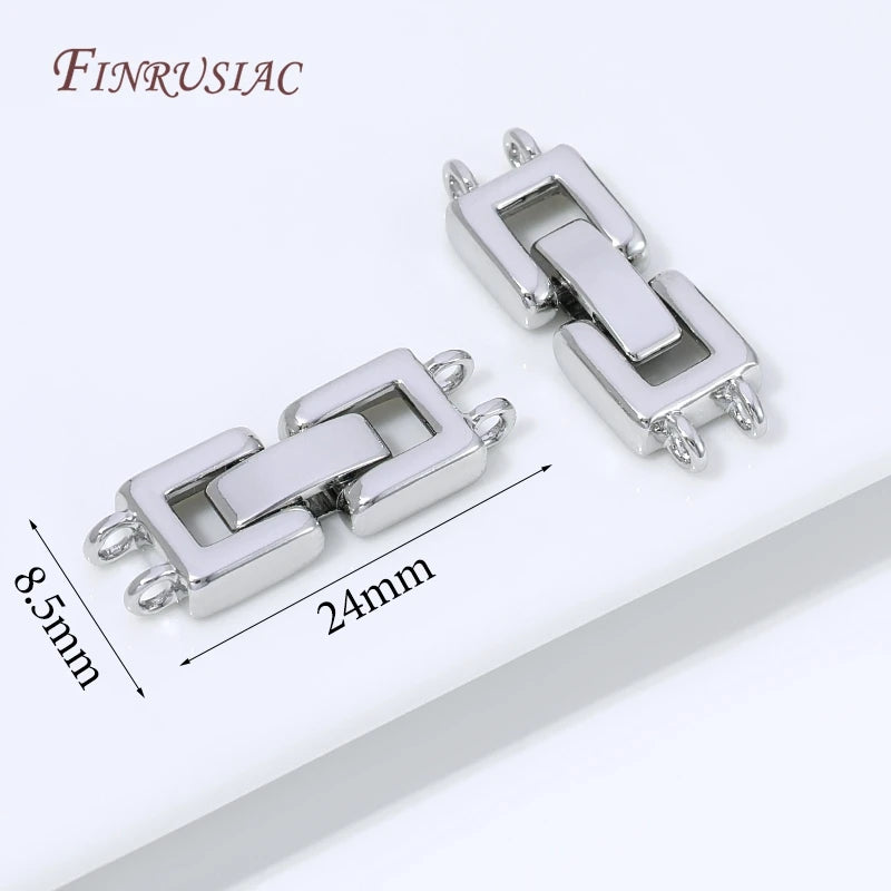 18K Gold Plated Multi-Strand Rectangle Bracelet Clasp DIY Jewelry Clasp Connector P3 Rhodium Plated 2 pieces