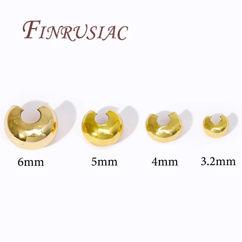 14K Gold Plated Brass Crimp End Beads – DIY Jewelry Spacers Jewelry Findings P3