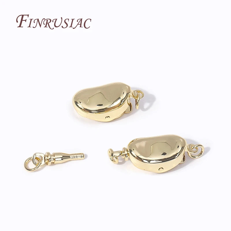 14K Gold Plated Brass Ingot Press Buckle Clasp Connectors DIY Jewelry Clasp Findings P3