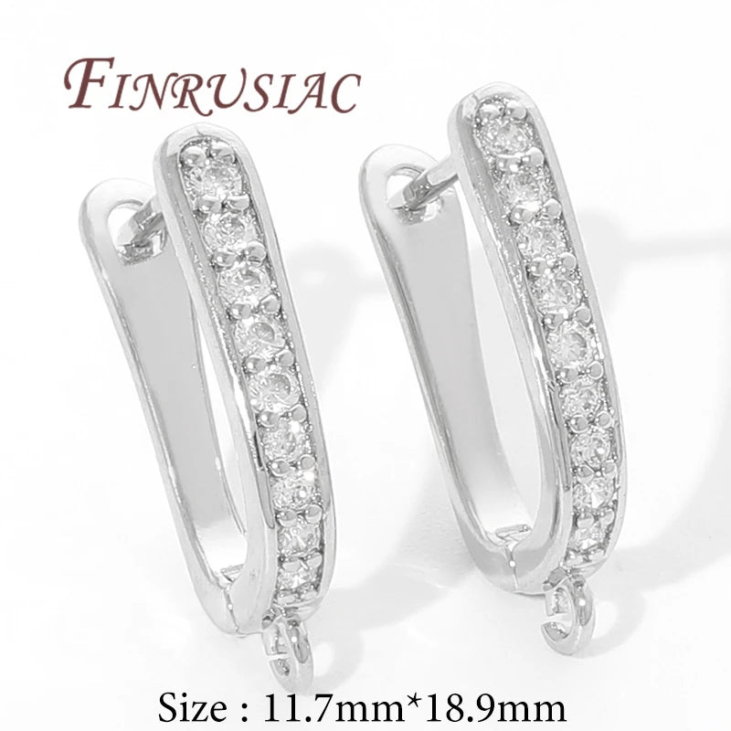 18K Gold Plated CZ Huggie Hoop Earring Findings – DIY Clasps Earring Findings P3 Rhodium Plated 1 pair