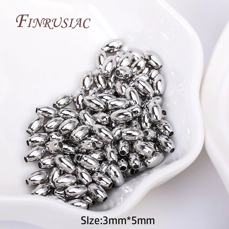 18K Gold Plated Oval Spacer Beads 3x5mm | DIY Jewelry Making Jewelry Spacer Beads P3 Rhodium Plated 100 pcs