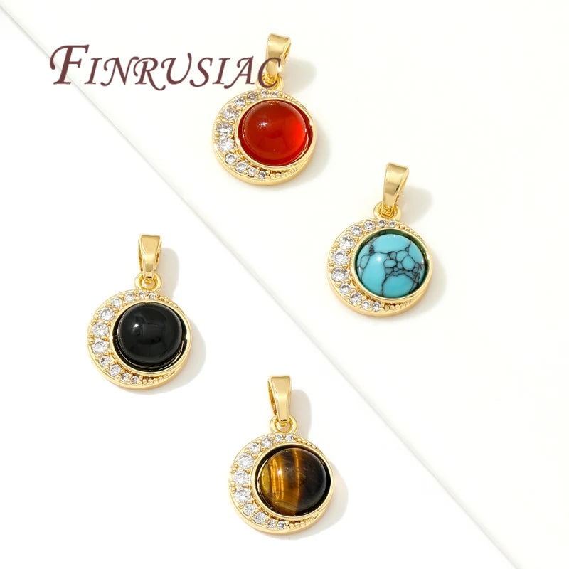 18K Gold Plated Brass Zircon Charm Pendants | DIY Jewelry Jewelry Charm Pendant P3