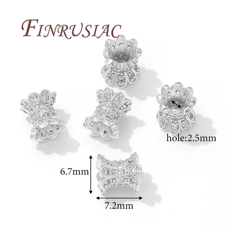 18K Gold Plated Zircon Spacer Beads – Brass DIY Jewelry Making Jewelry Spacer Beads P3 Silver Plated 4 pieces