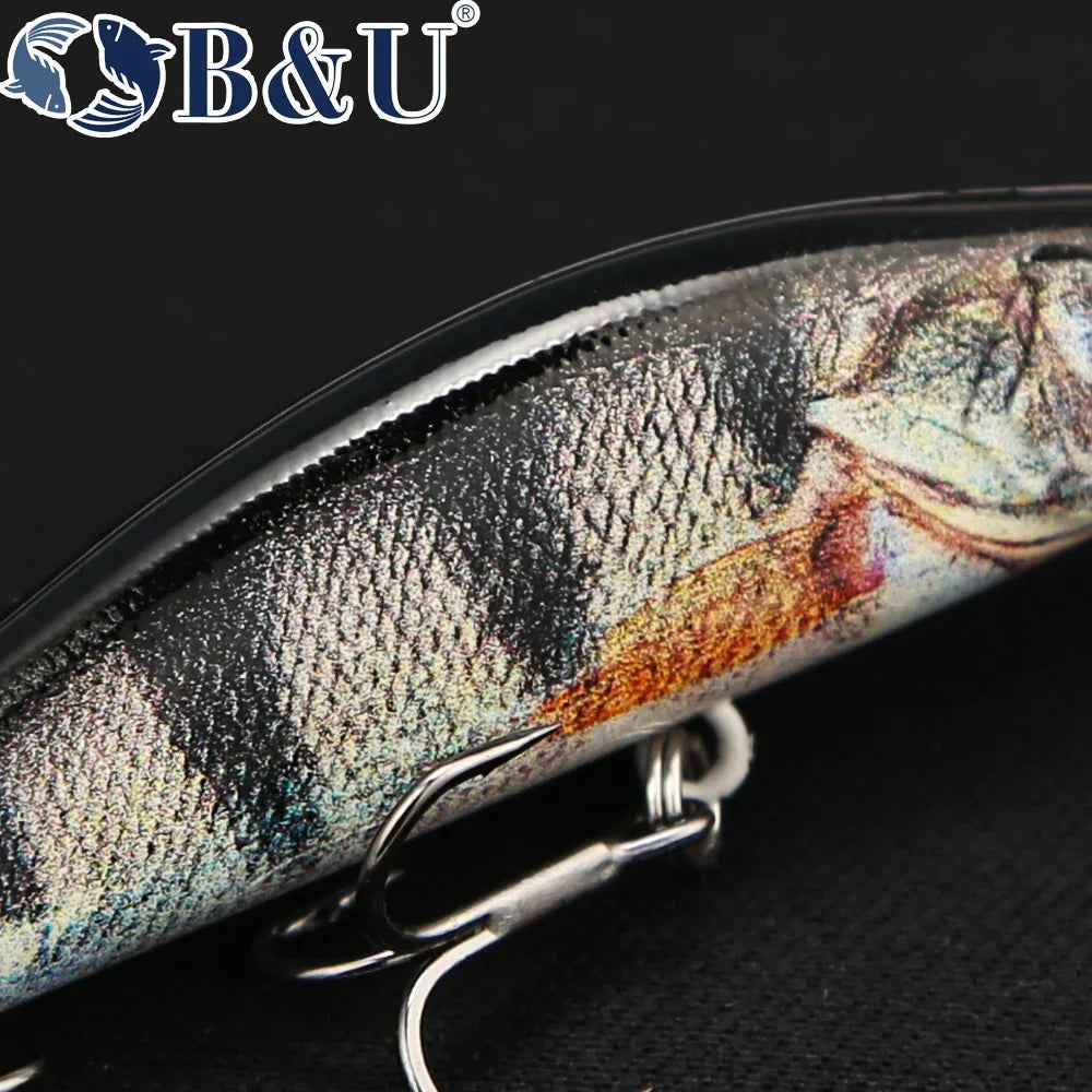 B&U 62mm Sinking Minnow Jerkbait – Trout Perch Bass Lure Sinking Minnow Lure P3