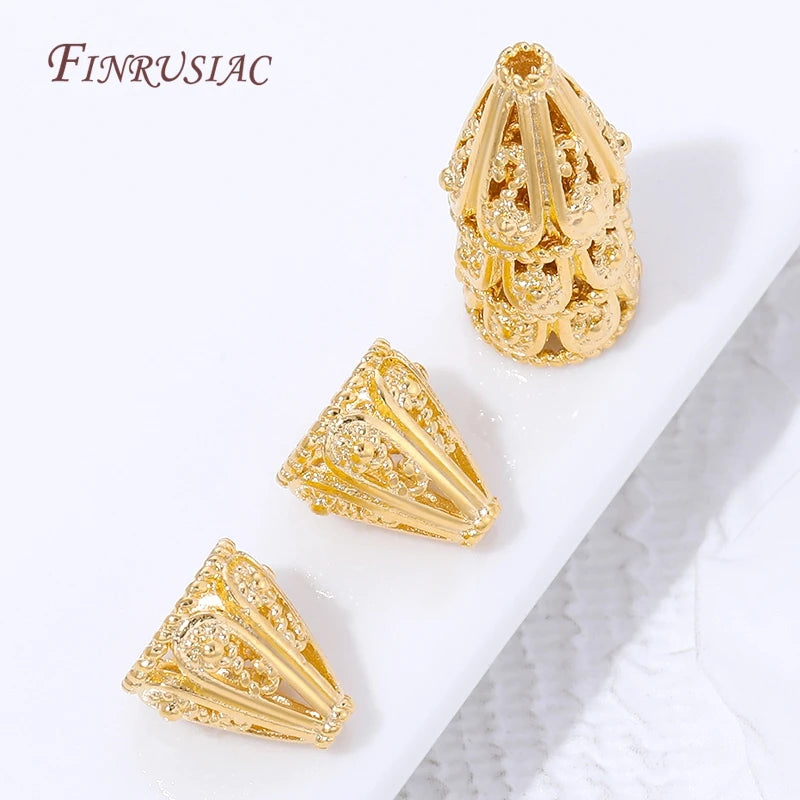 18K Gold Plated Filigree Cone Bead Caps | DIY Jewelry Making Jewelry Findings P3
