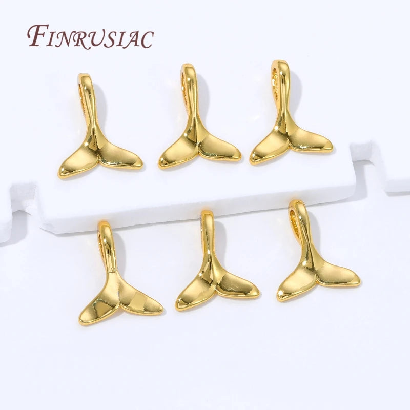 18K Gold Plated Fishtail Charm Pendants | Brass DIY Jewelry Jewelry Charm Pendants P3