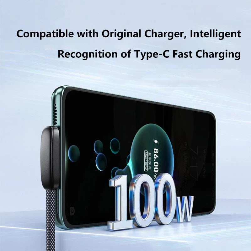 100W USB-C 90° Elbow Fast Charging Cable | 6A PD Game Cable USB-C Charging Cable P3
