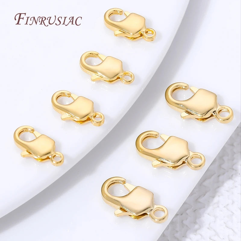 18K Gold Plated Lobster Clasps 10mm 12mm – DIY Jewelry 5/10Pcs Jewelry Clasp Findings P3