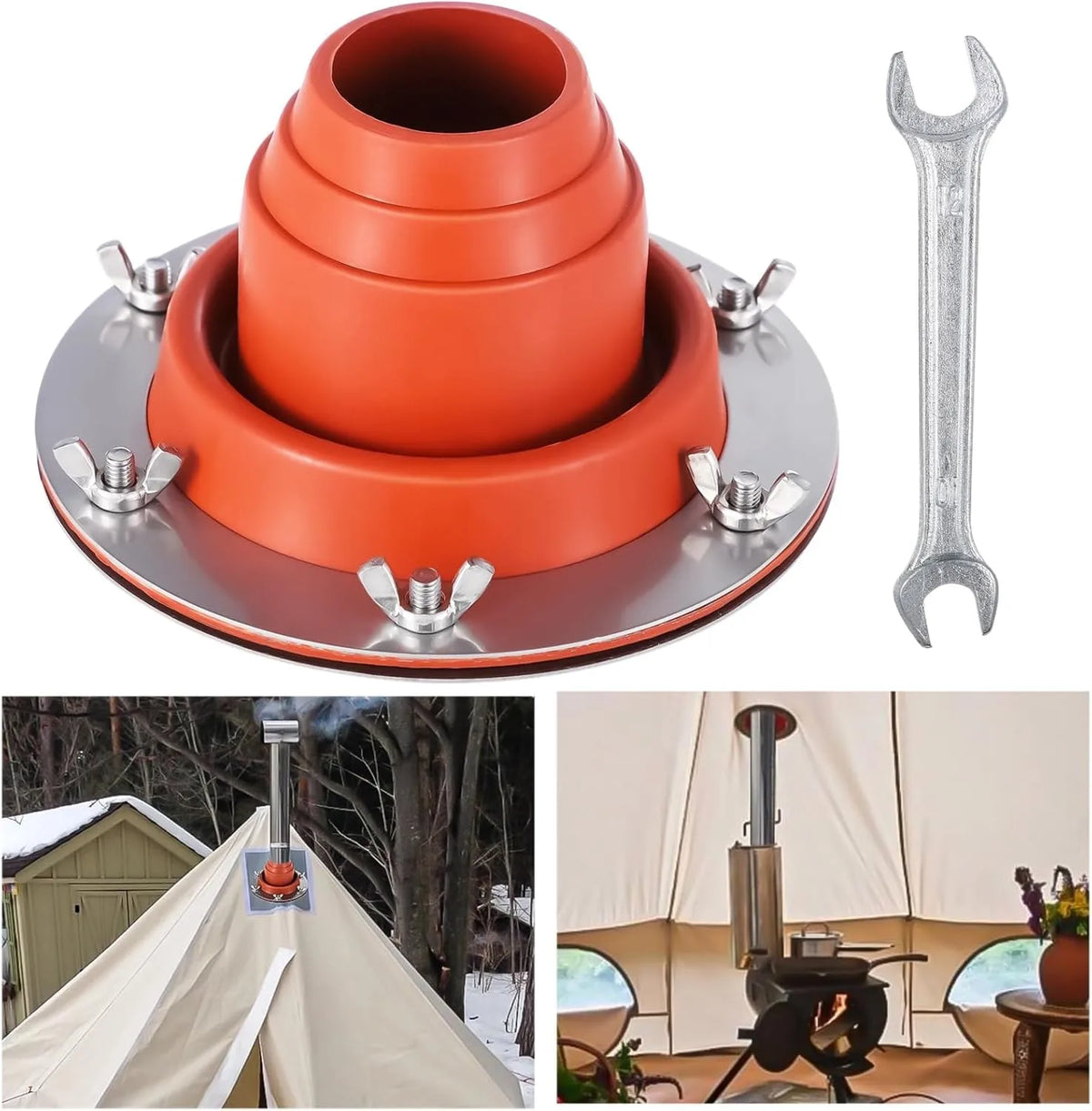 Tent Stove Jack Kit – High-Temp Silicone Pipe Boot Flue Flashing Stove Jack Kit P3