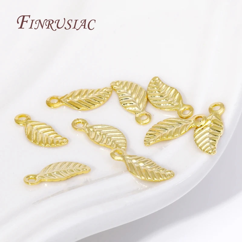 18K Gold Plated Leaf Tag Charm Pendants – DIY Jewelry Findings Jewelry Findings P3
