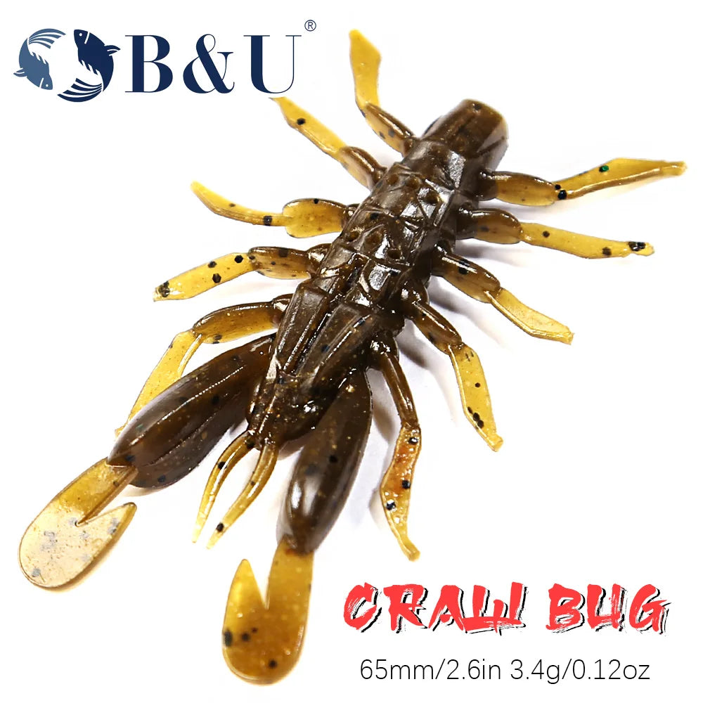 B&U Soft Plastic Craw Bug Lures – Bass Freshwater Swimbaits Soft Plastic Fishing Lure P3