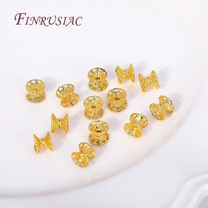 18K Gold Plated Lace Spacer Bead Caps 5x7mm – DIY Jewelry Jewelry Bead Caps P3