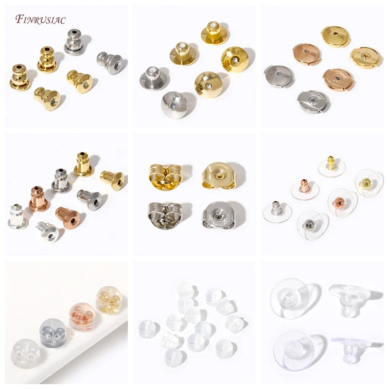 Silicone Earring Backs Stoppers – Gold Plated DIY Findings 50/100Pcs Earring Findings P3