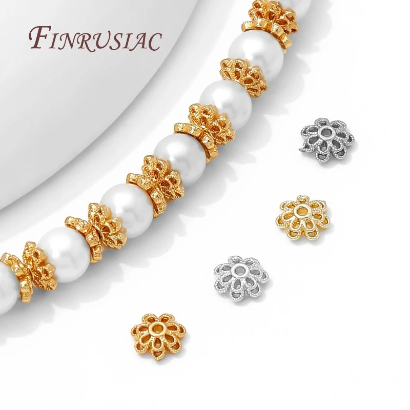 18K Gold Plated Brass Flower Bead Caps 5.5mm | DIY Jewelry Jewelry Bead Caps P3