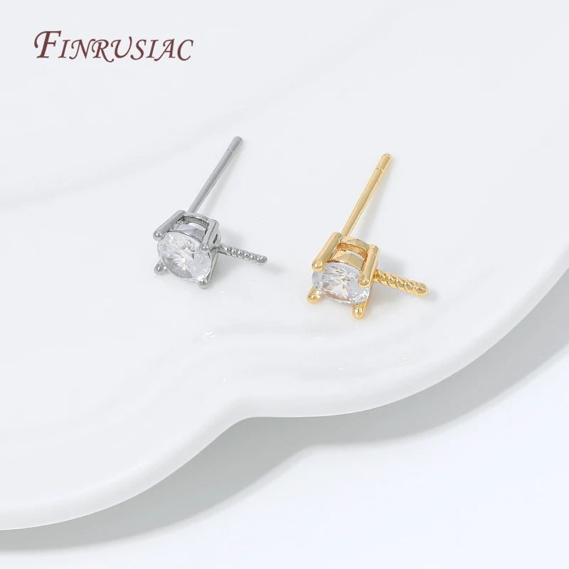 18K Gold Plated CZ Pearl Earring Post Connector | DIY Findings Earring Jewelry Finding P3