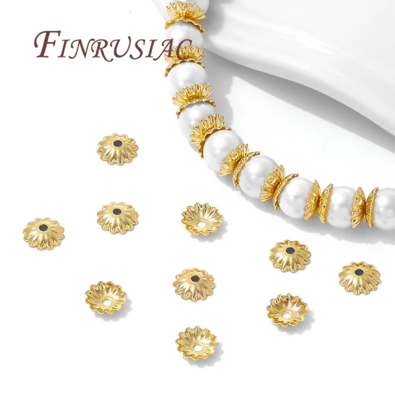 18K Gold Plated Flower Bead Caps 5.7mm – 50/100 Pcs DIY Jewelry Jewelry Bead Caps P3
