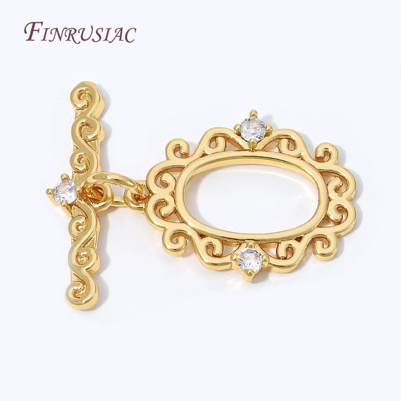18K Gold Plated OT Toggle Clasp with Zircon – DIY Jewelry Making Toggle Clasp Finding P3