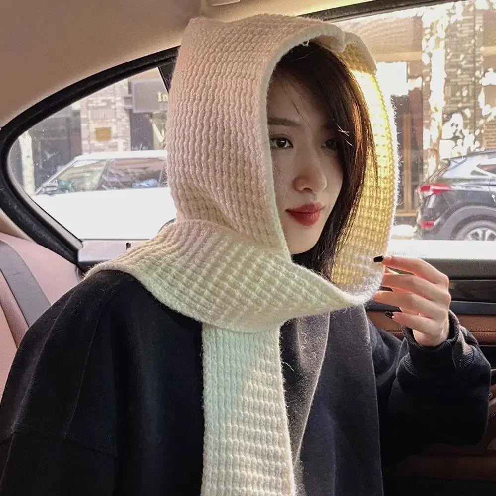Korean Balaclava Bonnet – Women's Knitted Hat & Neck Warmer Winter Balaclava Hat P3