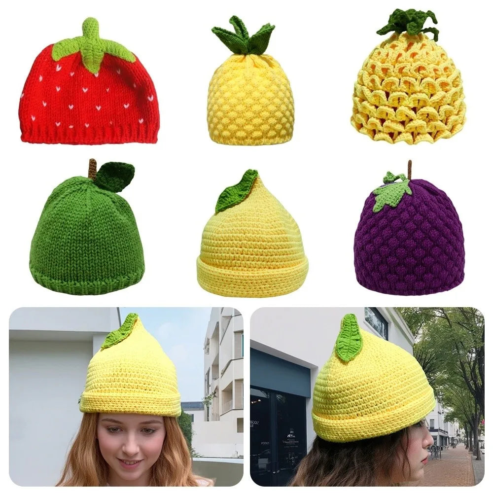 Knitted Fruit Beanie – Strawberry Pineapple Winter Hat Knitted Beanie Hat P3