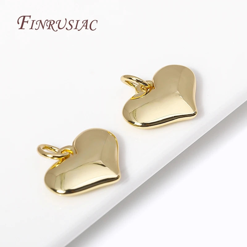 18K Gold Plated Heart Pendant Charm – DIY Brass Necklace Jewelry Pendant Charm P3