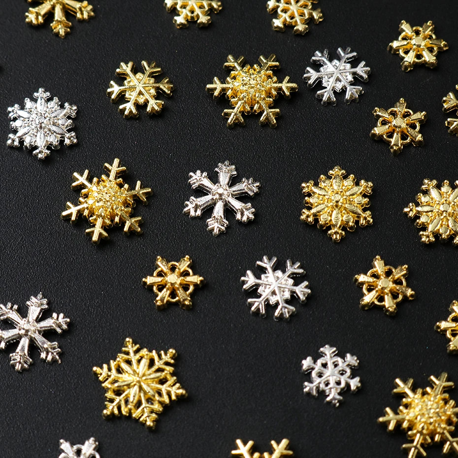 Metallic Snowflake Nail Charms 12 Grids – Gold & Silver Winter Nail Art Charms P3