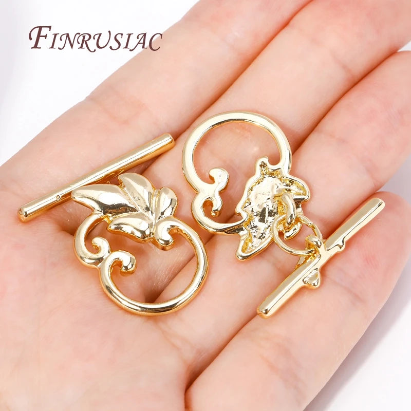 18K Gold Plated Leaf Toggle Clasps – DIY Bracelet & Necklace Jewelry Toggle Clasp P3