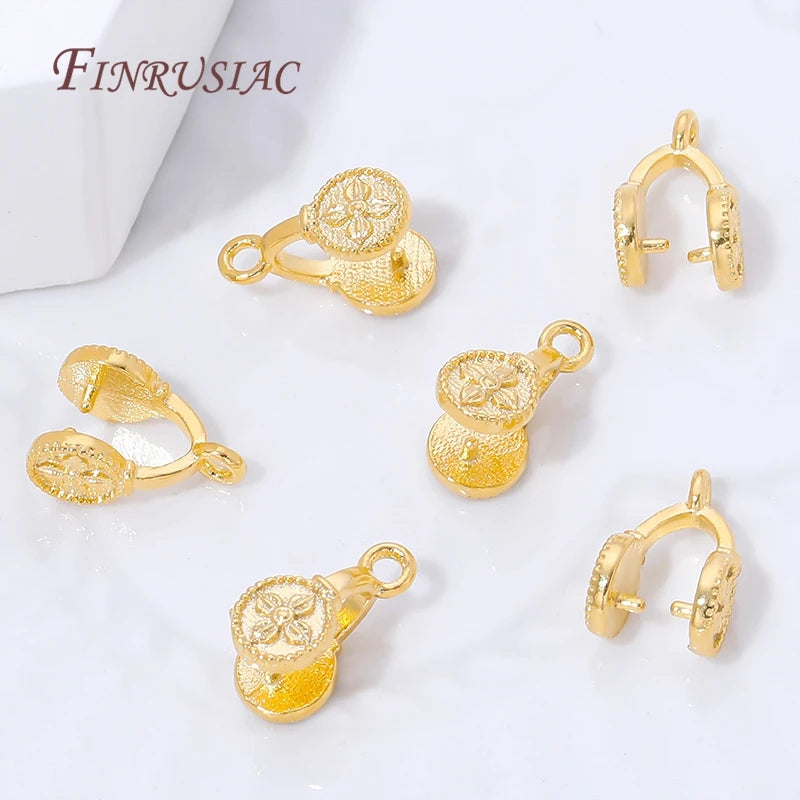 18K Gold Plated Flower Pinch Bails – DIY Jewelry Connectors Jewelry Making Findings P3