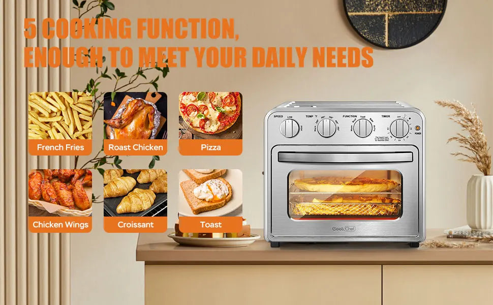 Geek Chef 26QT Air Fryer Toaster Oven Combo – 6 Slice, 7 Modes Air Fryer Toaster Oven P3