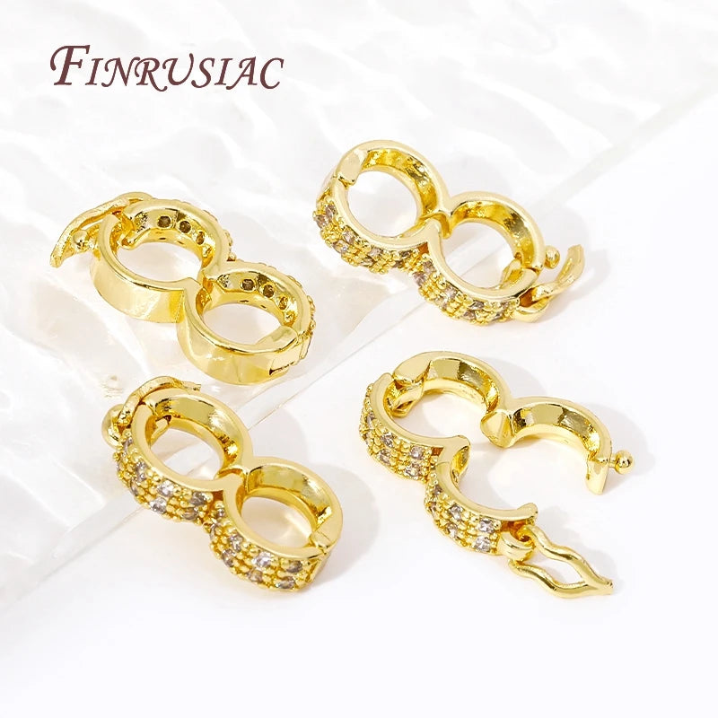 18K Gold Plated Pearl Enhancer Clasp – Zircon Necklace Shortener Jewelry Clasp Connector P3