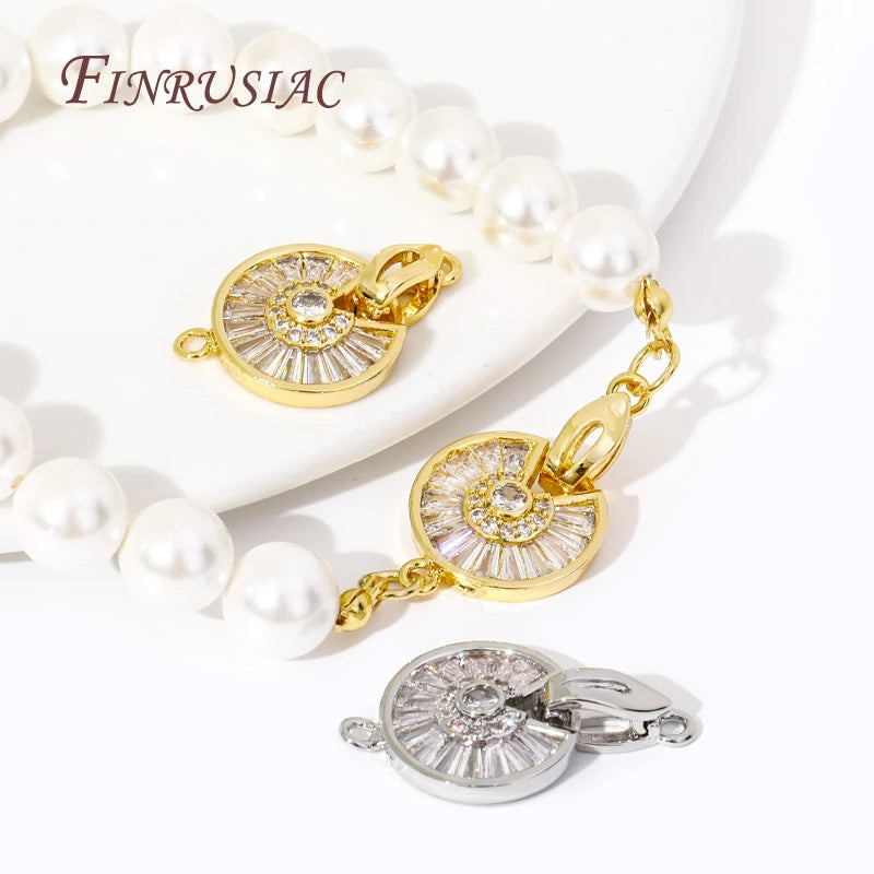 18K Gold Plated Brass Zircon Round Clasp – DIY Jewelry Jewelry Clasp Finding P3