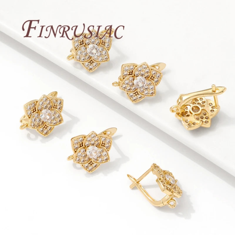18K Gold Plated Brass Zircon Earring Hook Clasps | DIY Findings Earring Jewelry Findings P3