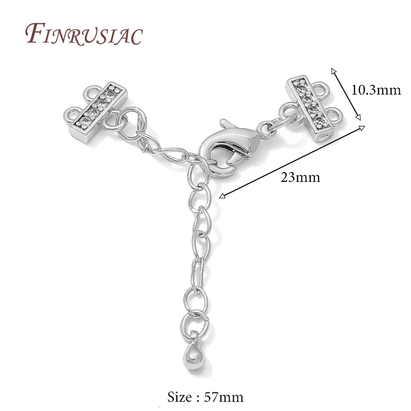 18K Gold Plated Brass Chain Extender – DIY Pearl Necklace Connector Jewelry Finding P3 Rhodium Plated 1 piece