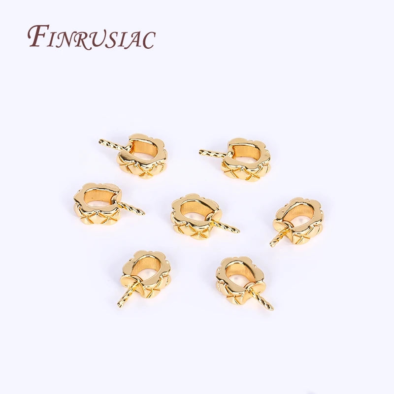 18K Gold Plated Striped Pearl Pendant Mounting DIY Peg Bails Jewelry Finding P3