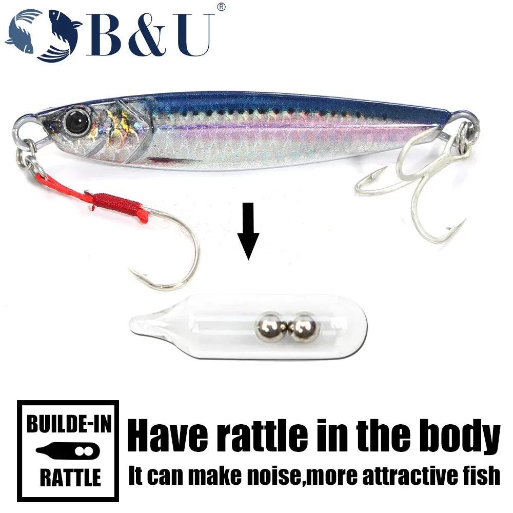 B&U Rattle Metal Jig 40g 60g 80g – Saltwater Fishing Lure Metal Fishing Jig P3