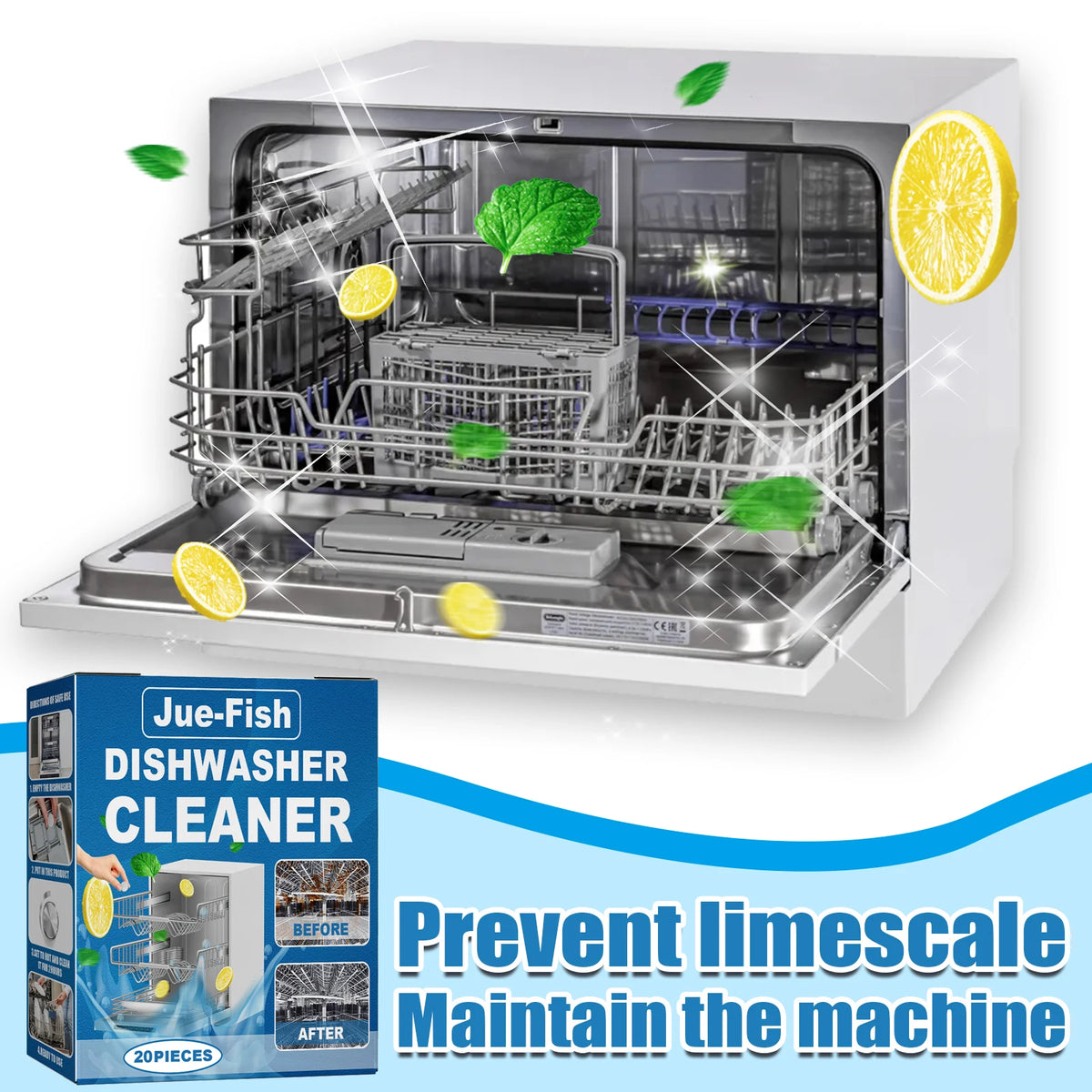 Dishwasher Cleaner Tablets Lemon Eco-Friendly | 20–100 Pack Dishwasher Cleaner Tablets P3