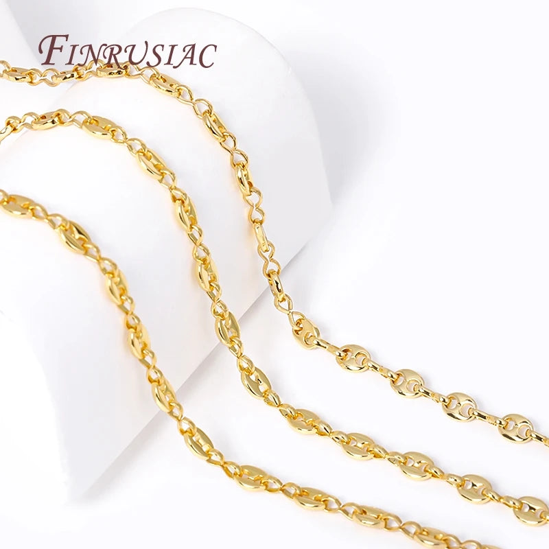 18K Gold Plated Coffee Bean Chain – DIY Hip Hop Necklace DIY Jewelry Chain P3