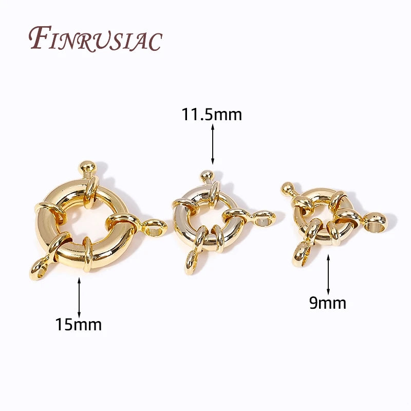 14k Gold Plated Brass Spring Ring Clasps 9/11.5/15mm DIY Jewelry Clasps P3