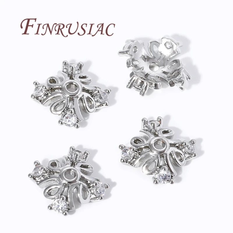 18K Gold Plated Brass Zircon Bead Caps – DIY Jewelry Findings Jewelry Bead Caps P3