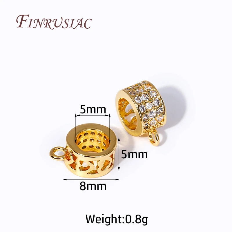 18K Gold Plated Brass Zircon Bail Beads – DIY Jewelry Findings Jewelry Finding Bail P3 18K Real Gold Plated 2 Pieces