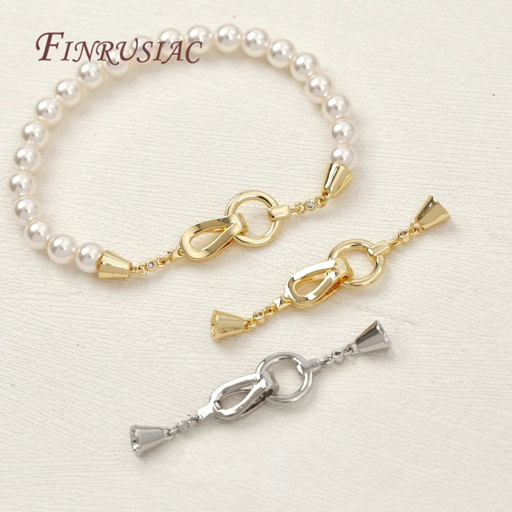 14K Gold Plated Brass Pearl Clasp & Necklace Connector Findings Jewelry Clasp Findings P3