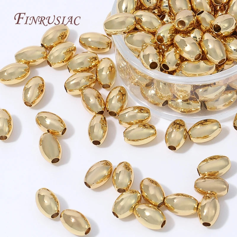 18K Gold Plated Oval Rice Spacer Beads | DIY Jewelry Making Jewelry Spacer Beads P3