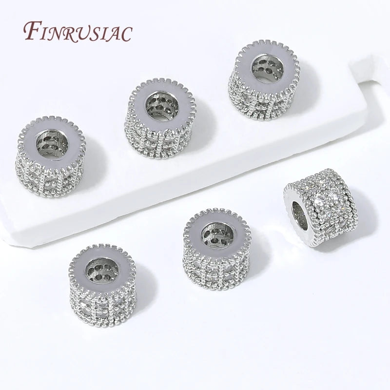 18K Gold Plated Micro Pavé CZ Barrel Spacer Beads | DIY Jewelry CZ Spacer Beads P3