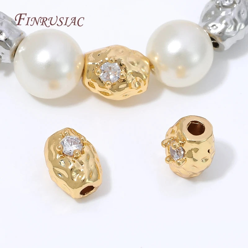 18K Gold Plated Zircon Oval Charm & Spacer Beads | DIY Jewelry Jewelry Making Beads P3
