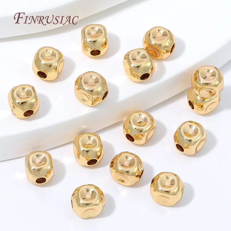 18K Gold Plated Spacer Beads | Brass Crushed Beads 10/20Pcs Jewelry Spacer Beads P3