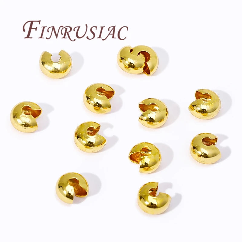 14K Gold Plated Brass Crimp End Beads – DIY Jewelry Spacers Jewelry Findings P3