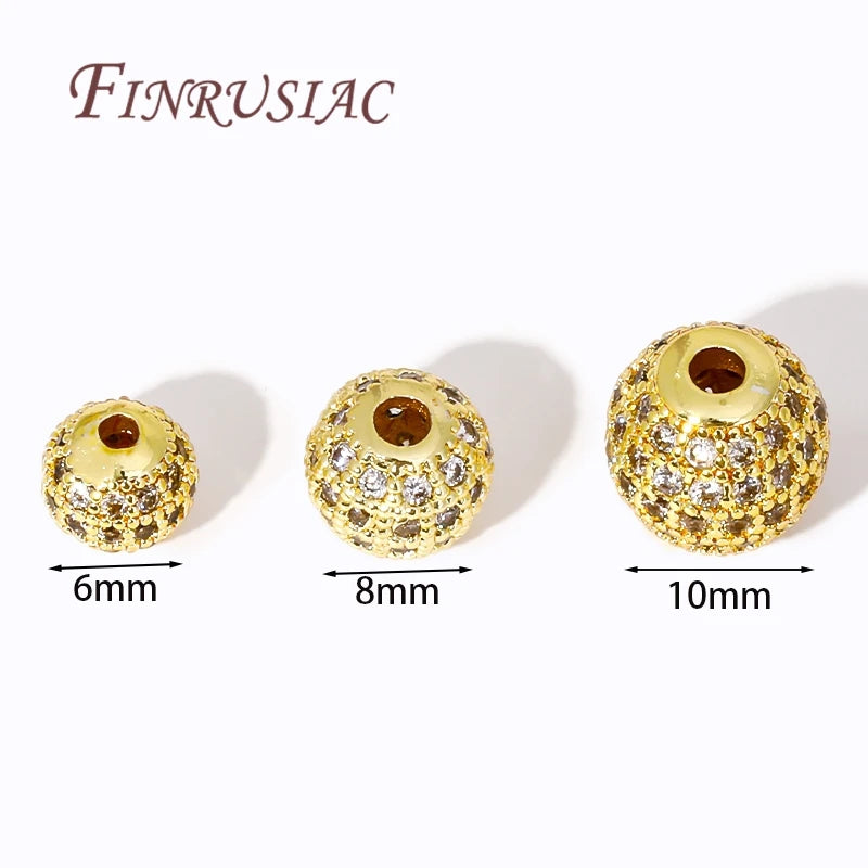 14K Gold Plated Zircon Crystal Spacer Beads | DIY Jewelry Jewelry Spacer Beads P3 14K Gold Plated 6mm-2 pcs