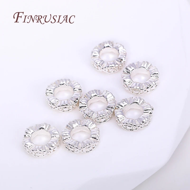 18K Gold Plated Lace Flat Spacer Beads | Brass DIY Jewelry Jewelry Spacer Beads P3