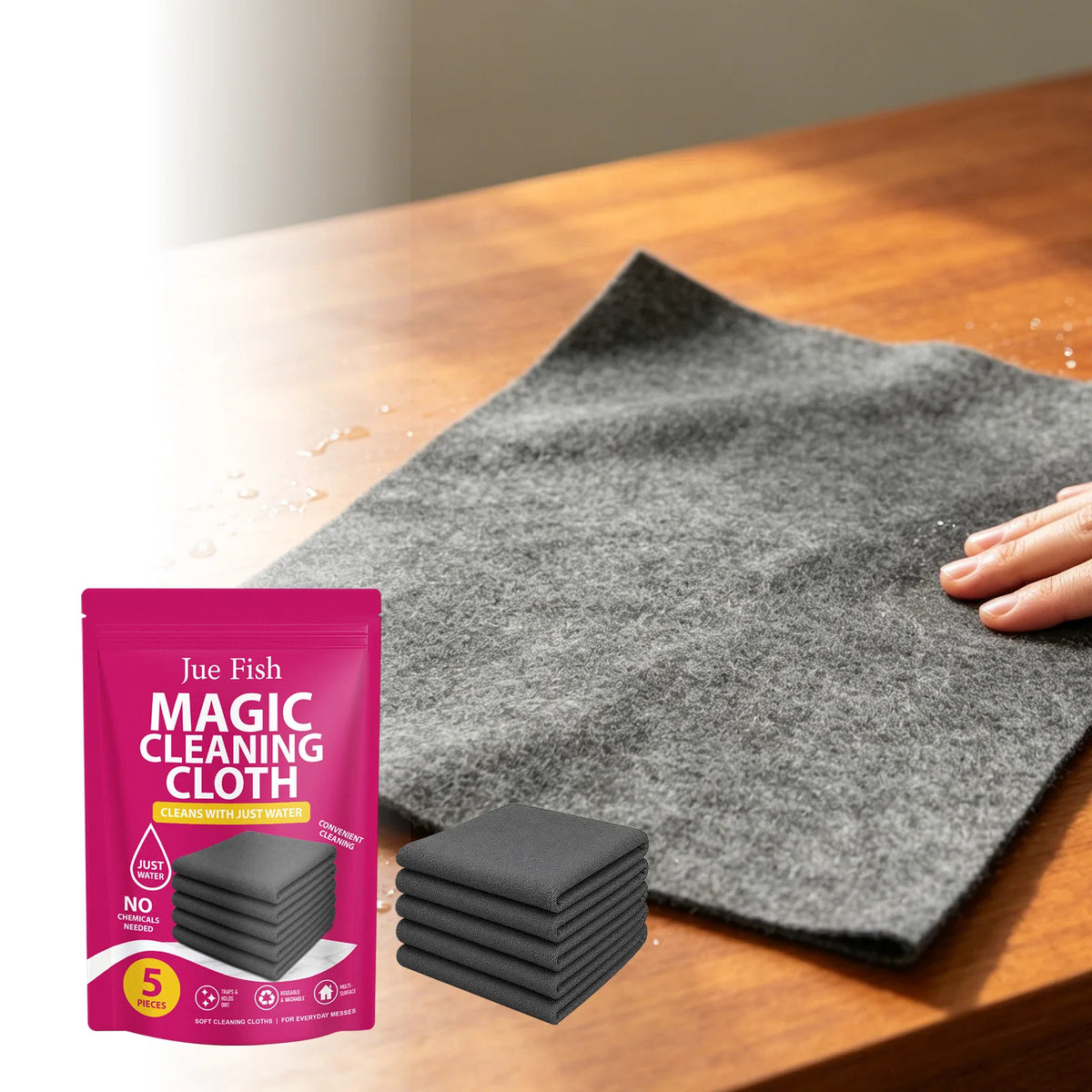 5-Pack Reusable Microfiber Cleaning Cloths | Streak & Lint Free Microfiber Cleaning Cloth P3