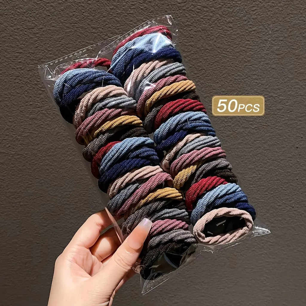 High Elastic Hair Ties – Rubber Ponytail Holders for Women Elastic Hair Ties P3 50PCs